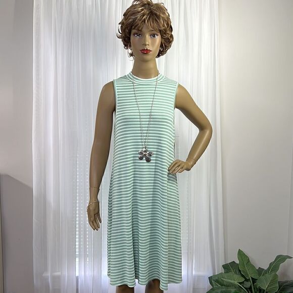 A:Glow Green Striped Dress Large NWT - Picture 2 of 6